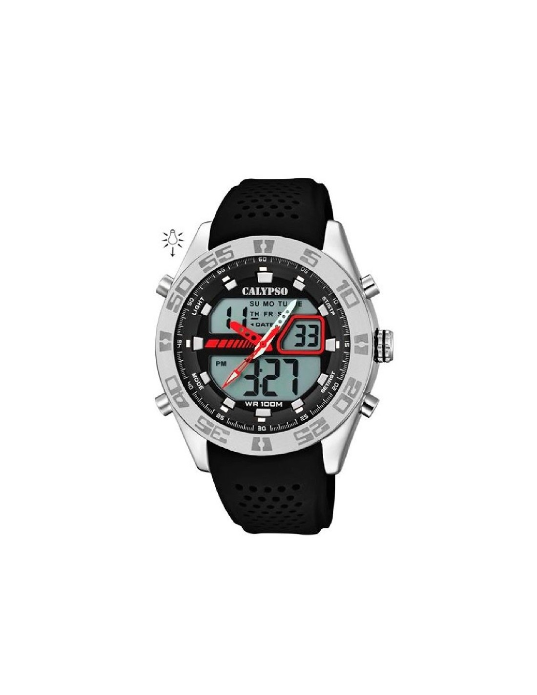 Reloj Hombre Calypso K5774/2 Análogico y Digital Correa Roja Caja Acero