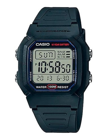Casio Watch W-800H-1AVES Collection Black with Resin Strap