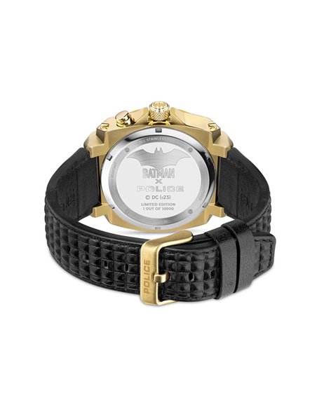 Relógio PEWGD0022602 Police Batman Forever Couro Preto Dourado