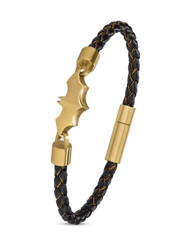 Police-Armband PEAGB0034702 BATMAN FOREVER schwarz Leder goldenes Motiv
