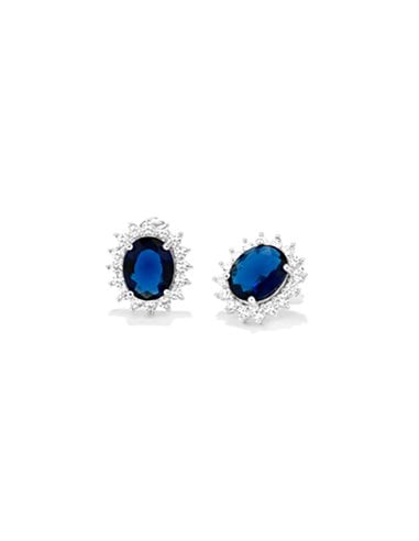 RY000168 The Crown Blue and Zircon Earrings