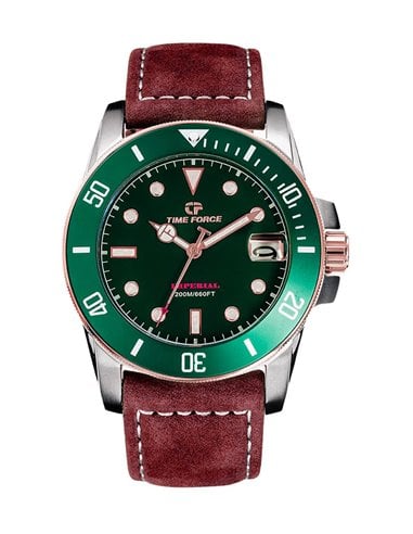 Reloj TF5042M-07 Time Force Imperial Sport Bisel Verde Tonos Ip Rosa