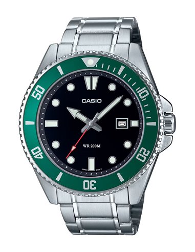 Casio MDV-107D-3AVEF Watch Collection Green Steel Strap