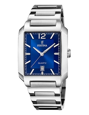 Festina Watch F20677/3 On the Square Men Silver Blue Dial