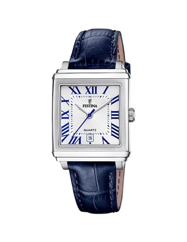 Montre Festina F20682 2 On the Square Femme Bracelet en Cuir Bleu