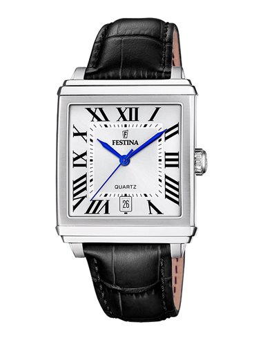Festina Watch F20681/1 On the Square Men Silver Leather Strap