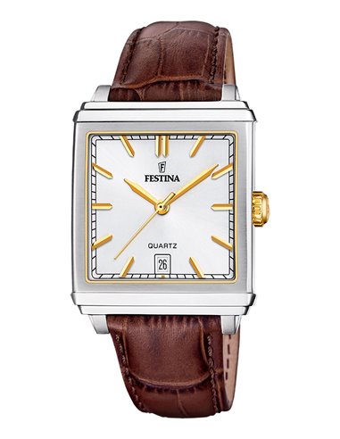 Festina Watch F20681/4 On the Square Men Brown Leather Strap