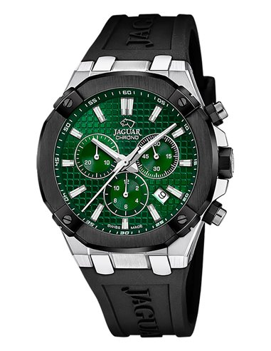 Relógio Jaguar J1020/1 Diplomatic Correia de Borracha Preta e Mostrador Verde