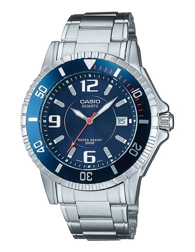 Herrenuhr Casio MTD-1053D-2AVES Collection Blaues Stahlband