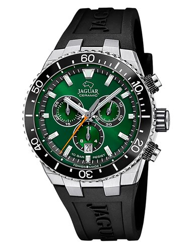 Reloj Jaguar J1021/2 Diplomatic Correa de Goma Negra y Esfera Verde