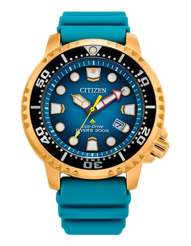 Citizen Watch BN0162-02X Eco-Drive Promaster Diver 200 m Gold Sky Blue