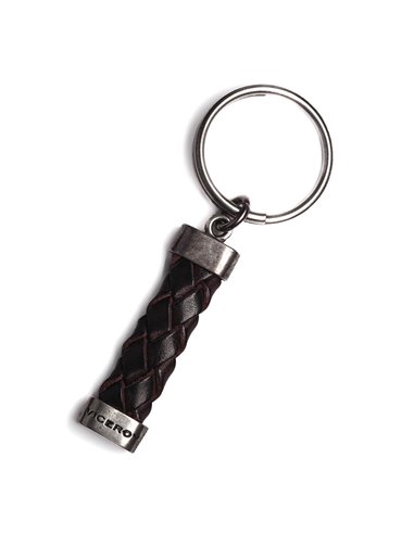 Stylish Viceroy Keychain with Aged Silver Metal and Leather