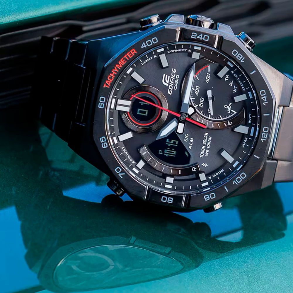 Casio Black Steel Watch Detail