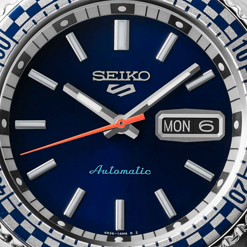 Relógio automático de rally azul Seiko